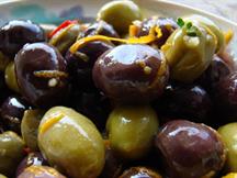 Spiced Mixed Olives with Garlic and Orange