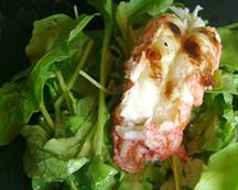 Grilled Lobster Tail with Arugula and Sherry-Ginger Vinaigrette