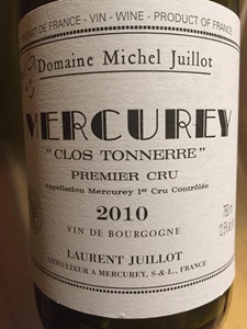 Domaine Michel Juillot Clos Tonnerre Mercurey 1Er Cru Pinot Noir 2010