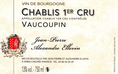 Jean-Pierre & Alexandre Ellevin Vaucoupin 1Er Cru Domaine Ellevin Chablis 2009