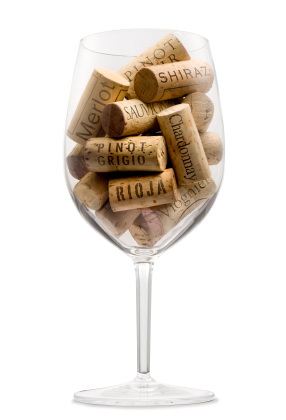 corks in wine glass