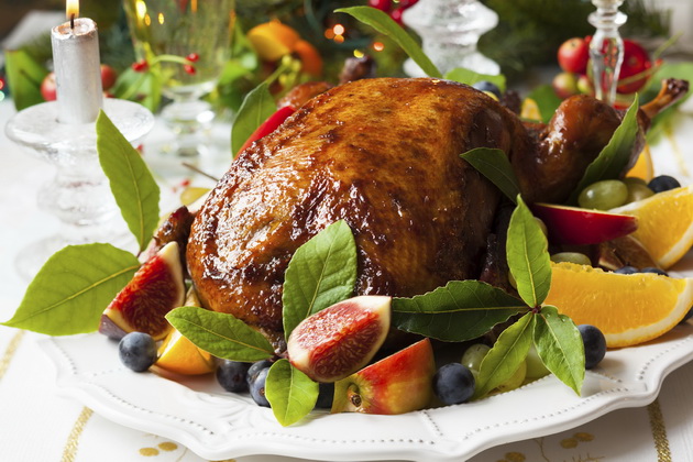 Roasted Duck with fruits for Christmas