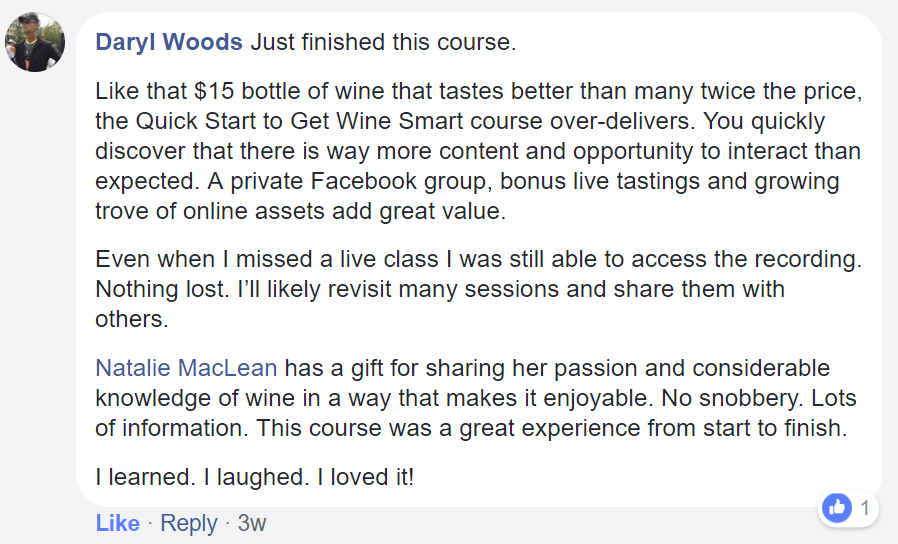 Testimonial about Natalie's course by Daryl Woods