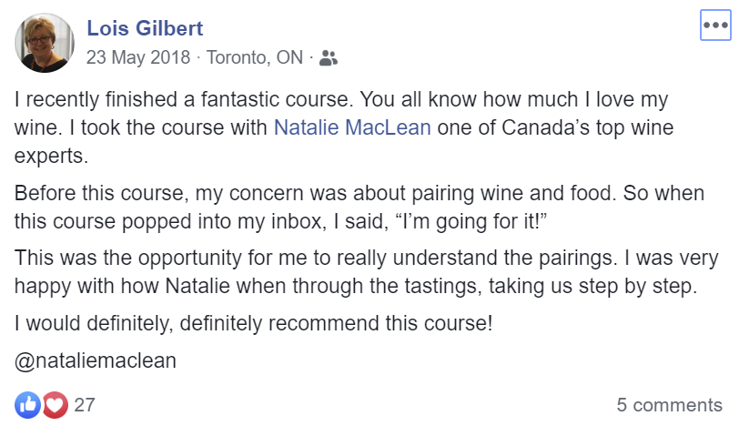 Testimonial about Natalie's course by Lois Gilbert
