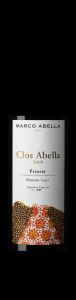 Label with modern art on ClosAbella wine bottle