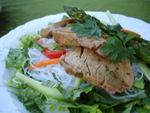 Asian Pork Tenderloin, Noodle and Vegetable Salad with Lime-Peanut Dressing