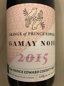 Grange of Prince Edward Estate Winery Select Gamay Noir 2015