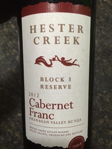 Hester Creek Estate Winery Block 3 Reserve Cabernet Franc 2012