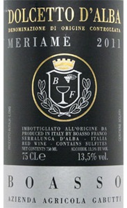 Boasso Meriame Dolcetto D'alba 2011