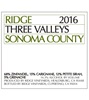 Ridge Vineyards Three Valleys 2016